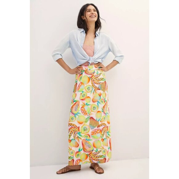 Farm Rio XS Fruits Maxi Skirt Multicolored Full Length Tropical Exotic GUC - Picture 1 of 8